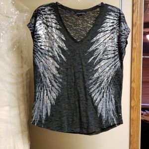 Distressed TShirt with silver wings